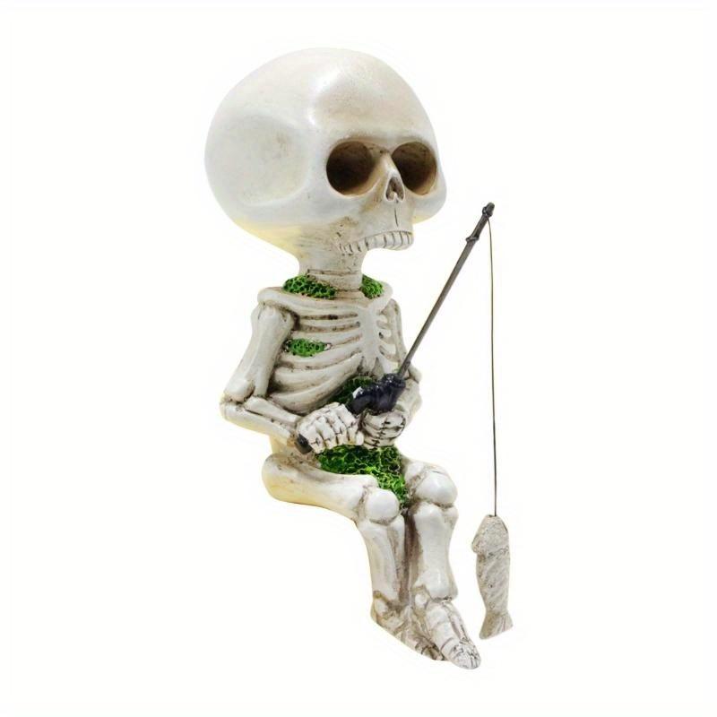 Halloween Fishing Skeleton Sitting Ghost Head Horror Atmosphere Ghost Festival Home Furnishings Indoor and Outdoor