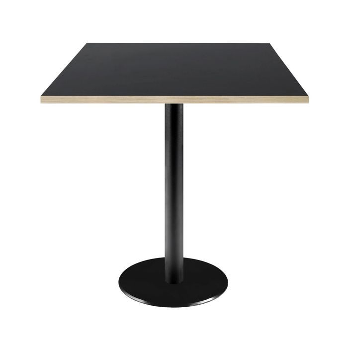 Table 70 X 70 Cm - Black Rome Model with Wooden Edges