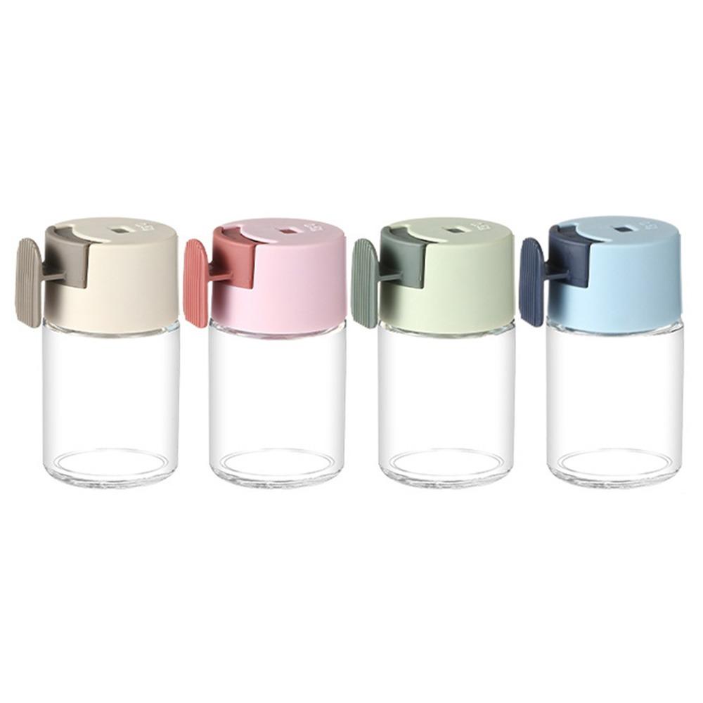 4Pcs Transparent Quantitative Salt Glass Bottle Press Type Precise Spice Dispenser  Barbecue