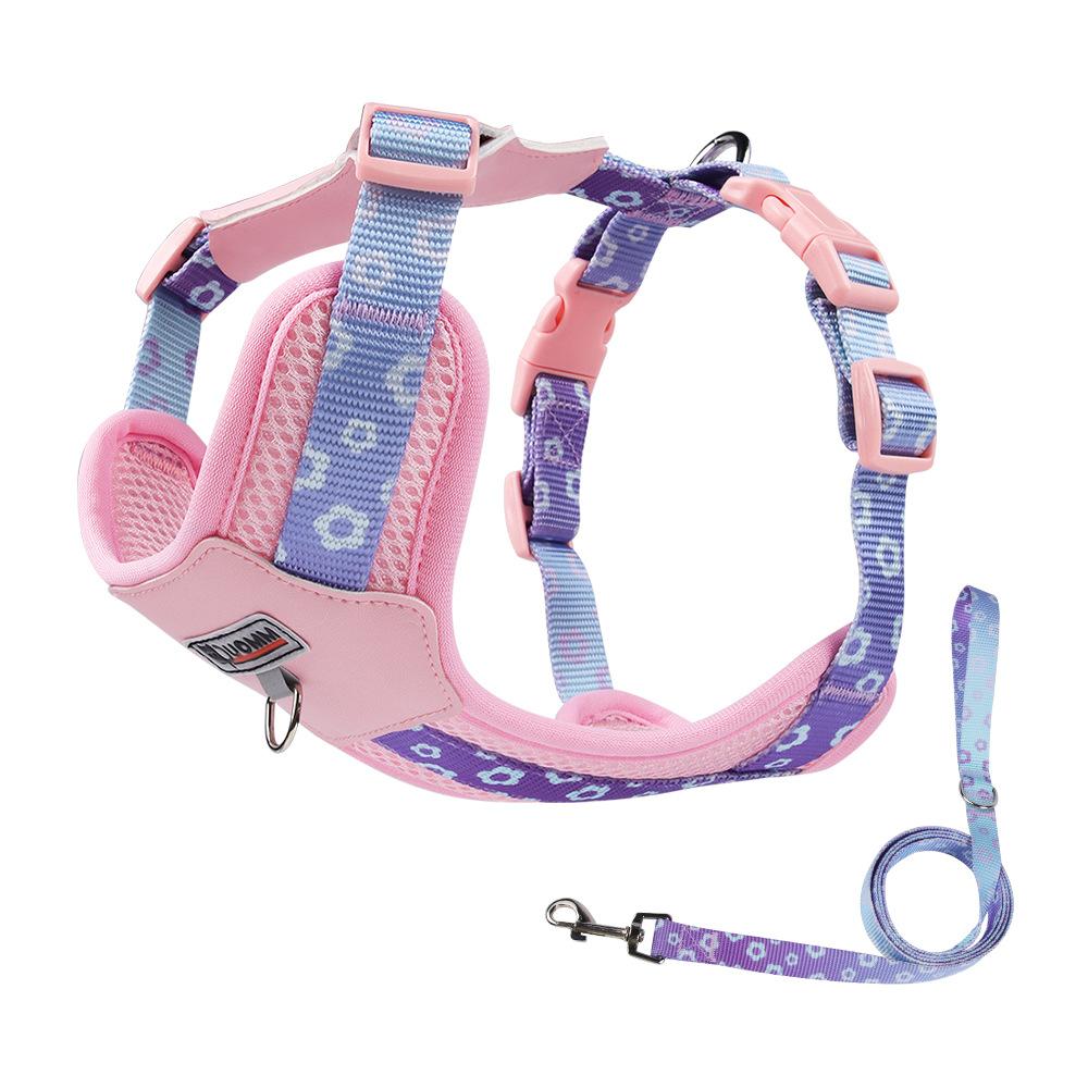 Dopamine Dog Harness Small & Medium Outdoor Dog Harness Gradient Print Pet Leash Set Comfortable and breathable