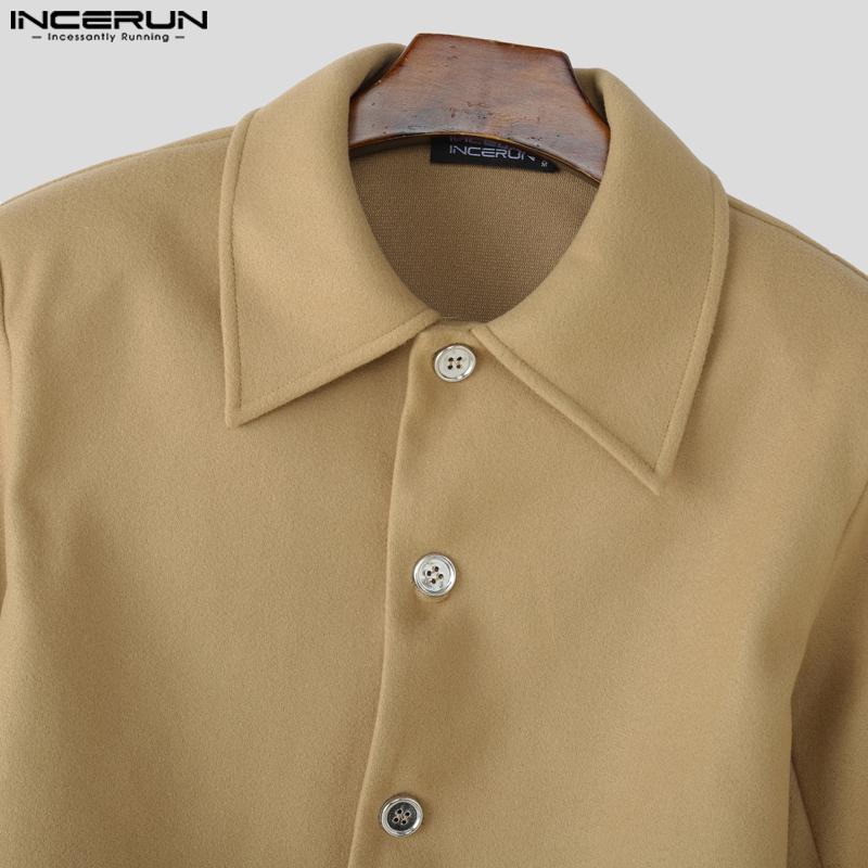 INCERUN Мужские пиджаки с лацканами, разрезами, длинными рукавами, асимметричным кроем, укороченные, свободного кроя