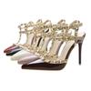 Hot Selling Luxury Nightclub Dance Slim Heels High Heels Patent Leather Rivets Sexy Banquet Women's Shoes Classic Roman Sandals