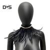 Faux Feather Scarf Faux Pearl Decor Soft Adjustable Lace-up Ribbon Retro Gothic Collar Cosplay Party Stage Performance Faux Feather Collar Dancer