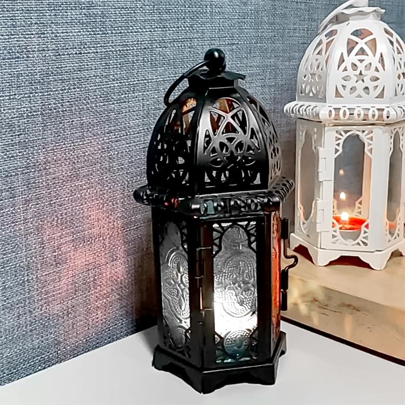 Iron Art Candlestick Glass Ambience Candle Holder Ornaments Home Decor