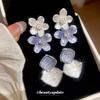 Серебряная игла синий масляная капля цветок серьги-гвоздики элегантные и крутые серьги легкая роскошь высококачественные серьги чувство дизайна нишевые женские