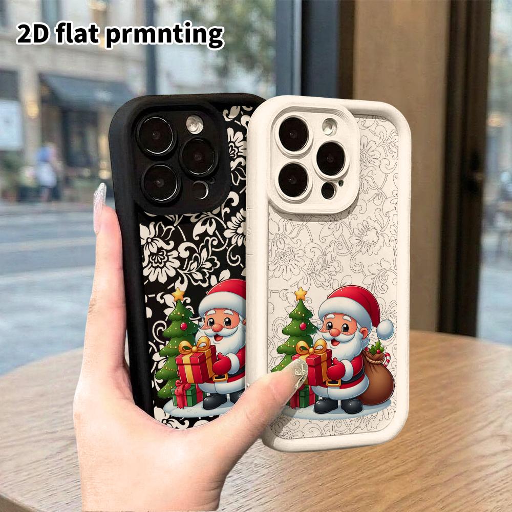 Phone case: 2D flat design suitable for iPhone 18 17 16 15 14 13 Pro protective case, unisex, Santa Claus, Christmas and Halloween gift