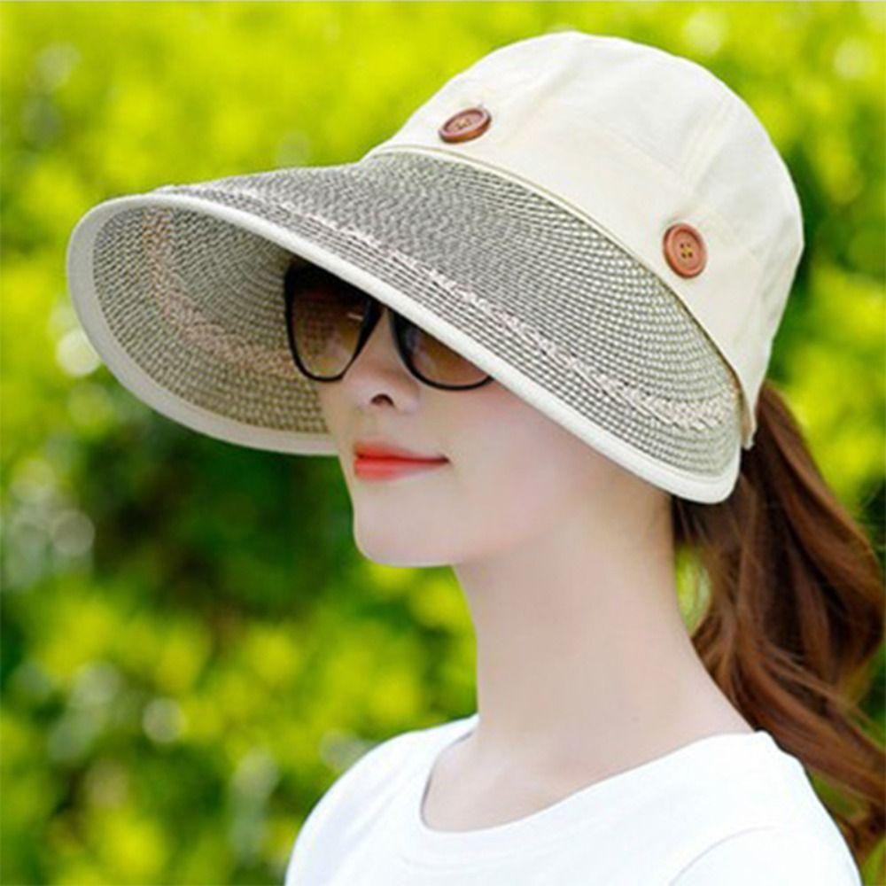 Floppy Dual-purpose Empty Top Hat Straw Beach Face Shade Hat Fashion Women's Sun Hat Women