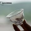 Japanese Heat-resistant Glass Petal Cup Smelling Cup Transparent Vertical Teacup Single Master Cup Small Sake Wine Cup