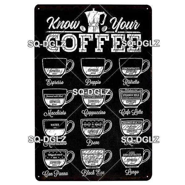 [SQ-DGLZ]COFFEE Menu Metal Sign Vintage Plaque Plate Decor For Pub Bar Wall Decor Break Coffee Tin Signs Retro Cafe Poster