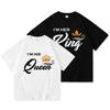 2023 Casual KING QUEEN Print Summer Cotton T Shirt Short Sleeve O Neck Loose Lovers' T Shirt Women Men Tops Tees