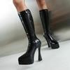 Женские сапоги до колена, женские высокие сапоги на платформе и шпильке, туфли на молнии