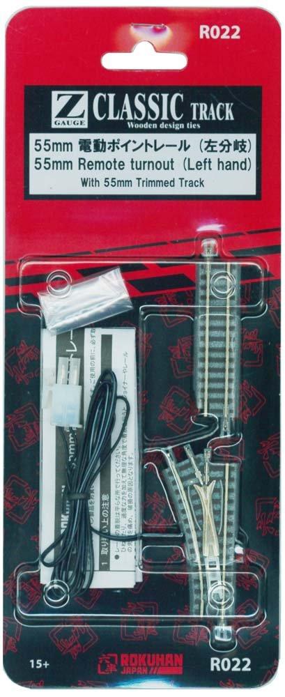 Rokuhan Z Gauge R022 55mm Point Left 1 piece 1 55mm Rail, Branch, (includes pre-cut rail)