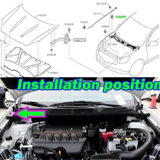 OE65722EB300 Навара Патфайндер R51 Капот Стойка Капота Зажим Клипса Для Ниссан Кашкай Дуалис J10 Автомобильный Крепеж и Клипса