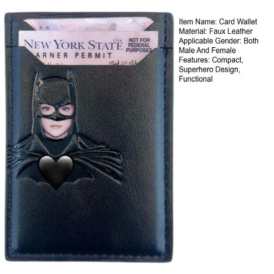 Superhero Face ID Wallet Card Wallet with Bat Superhero Face Eyes Cutout 3-Slot ID Card Holder Birthday Gift for Superhero Fans