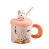 Милый кролик с крышкой и соломенной чашкой, мультяшная дорогая большая емкость, сувенирная кружка для девушек и пар, керамический набор чашек