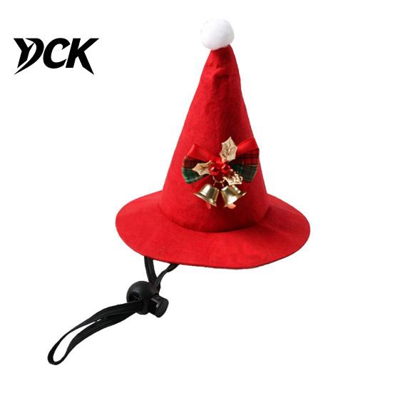 Small Dog Santa Costume Christmas Cat Hat, Red Pointed Hat with Bell And Bow, Adjustable Decorative Pet Felt for Dogs, Cats, Festive Party