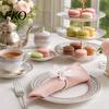Napkin Ring 6Pcs White Lotus Rings, Chiffon Flower Metal Holders, Faux Soft Fabric Pearl Dinner Rings for Wedding Bridal Shower Table