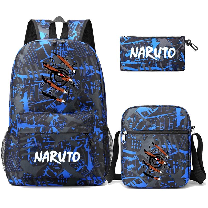 3 шт./компл. рюкзак аниме Наруто с сумкой на плечо, пенал для мальчиков и девочек, сумка для книг, рюкзак для мужчин и женщин, дорожная сумка для отдыха, рюкзак