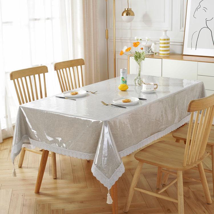 Clear PVC Waterproof Heat-Resistant Square Tablecloth for Dining and Coffee Tables, Oilproof and Dustproof Decorative Cover.