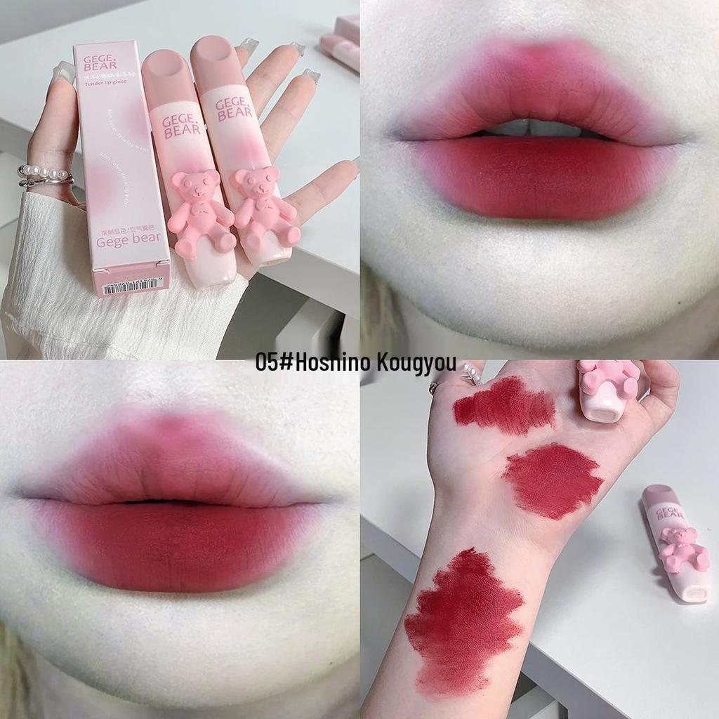 Gogo Bear Matte Lip Glaze – Soft Mist, Tender Color, No Makeup Look, Perfect for Student Parties