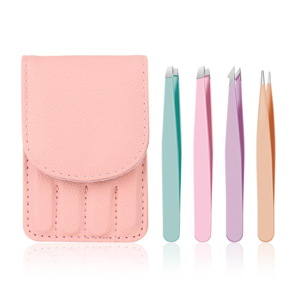 Factory Direct MAYFAIRY Customized Beauty Tool 4pcs Stainless Steel Multi-Purpose Slanted Tweezers Set Reusable Durable for