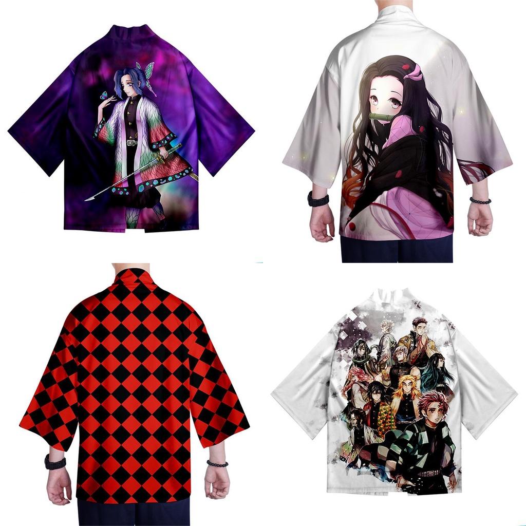 Изысканный аниме косплей Demon Slayer Kimetsu No Yaiba Свободное хаори Кимоно Халаты Пальто Топы с идеальной строчкой