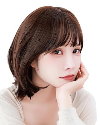 Член 2024 новый стиль Под руководством топ-стилистов Завязывающаяся талия Боб парик Короткий парик Темно-коричневый Сделано из волокна Натуральный Эффект маленького лица Спокойствие PL