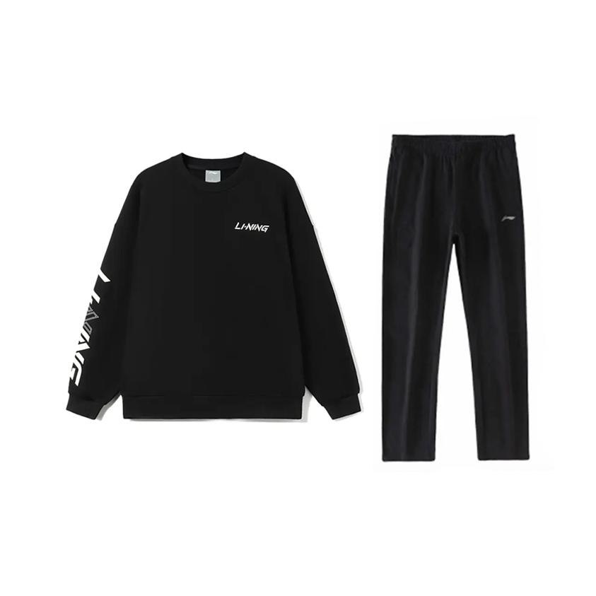 Li Ning Логотип с надписью Модный Свободный Универсальный Пуловер с круглым вырезом и длинными рукавами Толстовка Повседневный Спортивный костюм AWDUC43-1+AKLU881-1