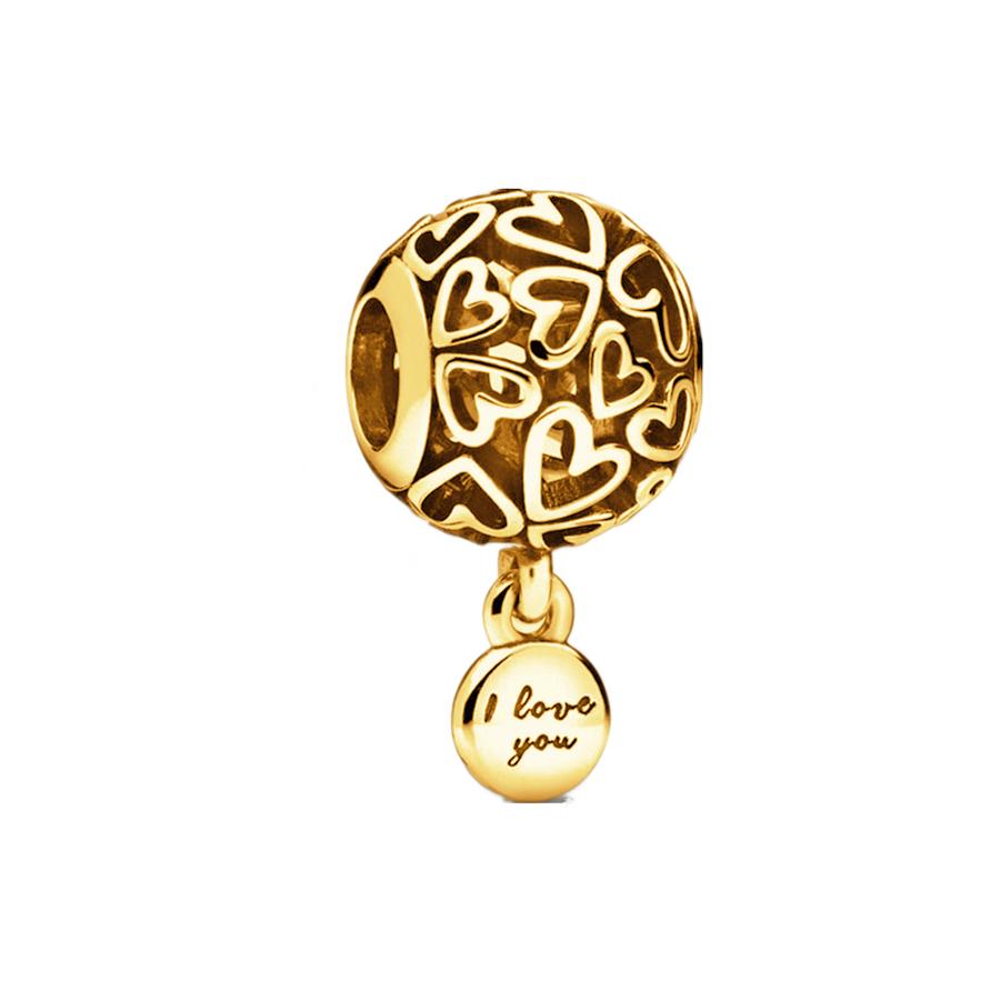 Sparking Gold Heart Clip Family Tree Dangle Charm Beads Fit Snake Silver Bracelet Necklace Beads For Diy Jewelry Women Gift