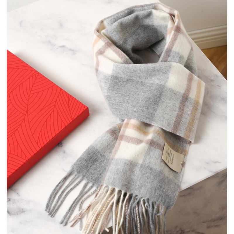 High-end 100 Pure Wool Scarf for Men and Women, Winter Thickened High-end New Camel Shawl Birthday Gift