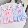 Cherry Plaid Pet Dresses For Small Medium Dogs Corgi French Bulldog Tutu Skirt Summer Suit For Cat Chihuahua Girl Boy Accessory