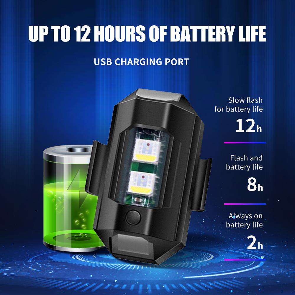 Motorcycle Lights Drone Strobe Light USB LED Anti-Collision Bike Aircraft Night Flying Mini Flashing Warning Signal Light