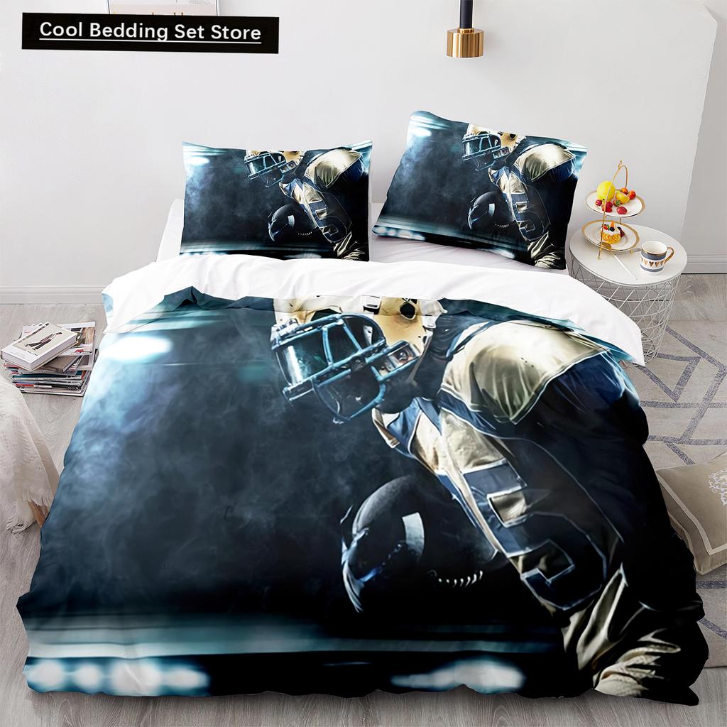 Американский футбол King Queen Пододеяльник с рисунком игрока в регби Комплект постельного белья для детей, подростков, взрослых, мяч, спорт, полиэстеровый пододеяльник