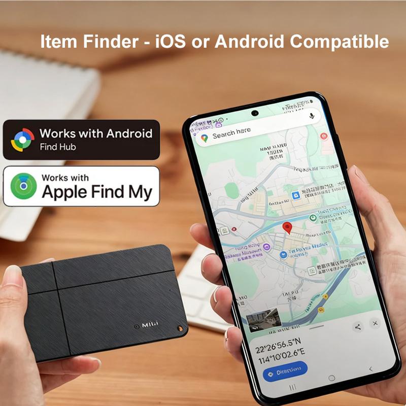 MiLi Slim - Wallet Finder, Bluetooth Tracker and Item Locator for Luggage Tags, Both IOS and Android Compatible, Micard Pro Duo
