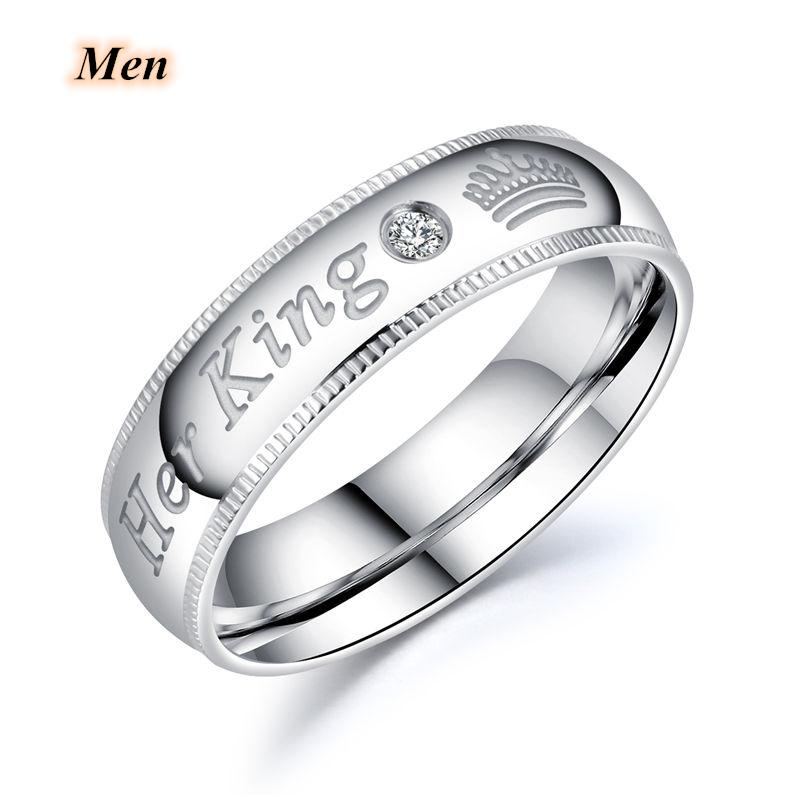 Модные Кольца Для Пары Ее Король Его Королева Заявление Кольца Циркон Корона Кольцо Романтическая Годовщина Обручальное Кольцо