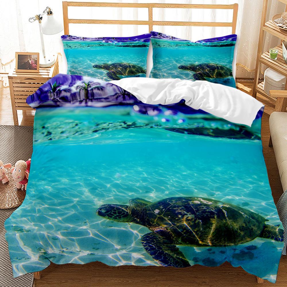 Underwater World Whale Shark Quilt Set Three-Piece 3D Digital Printing Bedding