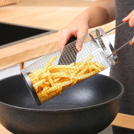 Уличная клетка для барбекю из нержавеющей стали, жаростойкая, не прилипающая, с защищающей от ожогов ручкой, равномерно нагреваемая, большой вместимости, корзина для гриля на колесиках, сетка для барбекю