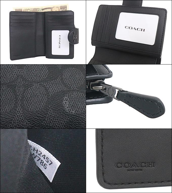 Coach Wallet FCW786 CW786 Charcoal X Black Signature Coated Canvas Medium Corner Zip Wallet [Coach] (Bifold Wallet) Women's [Outlet Product] [Brand]