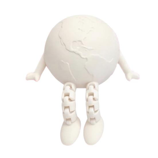 3D Printed Articulated Earth Figurine, Flexible Poseable Earth Buddy Statue, Cute Fidget Ornament, Matte Smooth Decor for Home Office Desk Car,