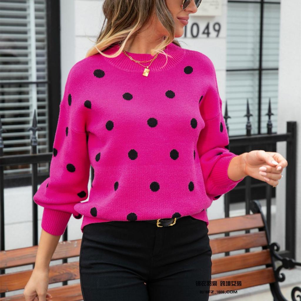 Осень/зима 2023, женский свитер, пуловер в горошек, свитер большого размера