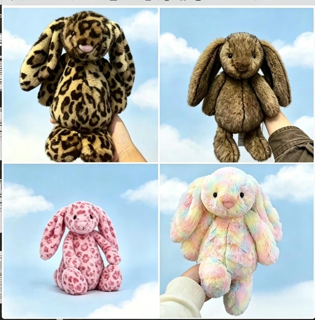 New Arrival Creative Rainbow Rabbit Pink Cheetah Rabbit Soothing Comfort Doll Cute Plush Bunny Toy Birthday Holiday Gift