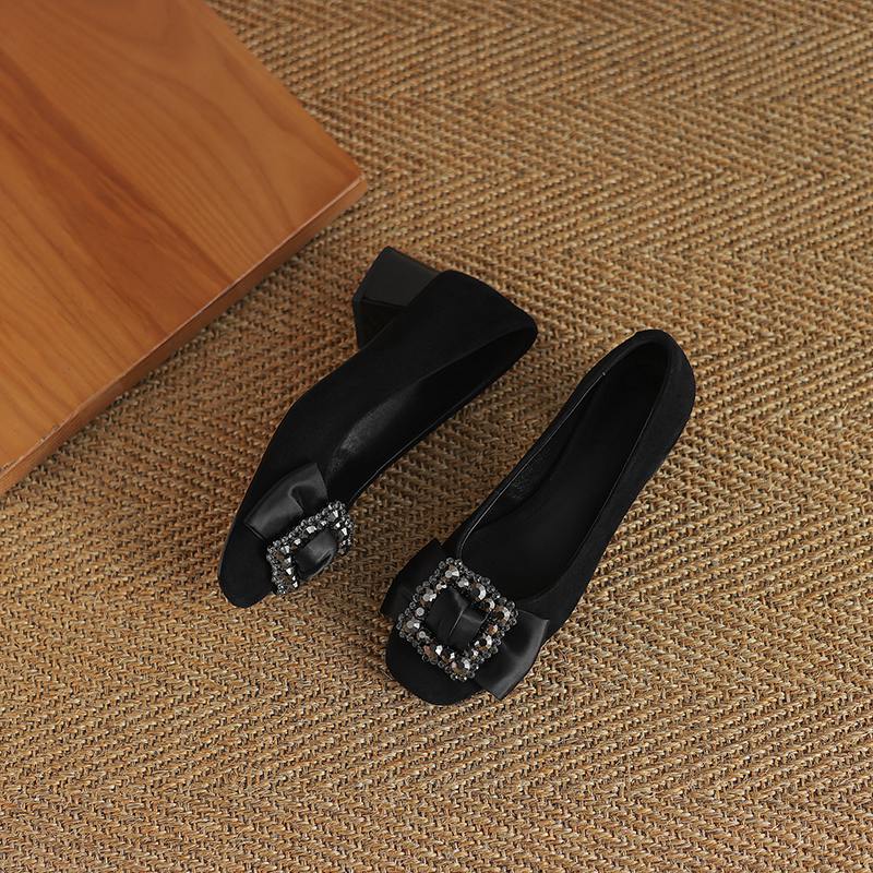 Krazing Pot Замшевые туфли весна-лето размер 41 средний каблук офисные женские туфли на высоком каблуке с кристаллами женские туфли-лодочки с квадратным носком и неглубокой подошвой
