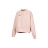 Sportswear Swoosh Logo Embroidered Loose Knit Cropped Crewneck Sweatshirt Women Tops Pink DO7212-601