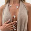 Fashion Trendy Flower Y-Shaped Necklace, Minimalist Cool Style Oil Drop Floral Thin Chain Necklace For Women