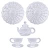 AhhYouMe Miniature Pot, Teacup, and Saucer Set (5 Pieces) - Transparent, Perfect for Kitchen, Dollhouse, and Dining.