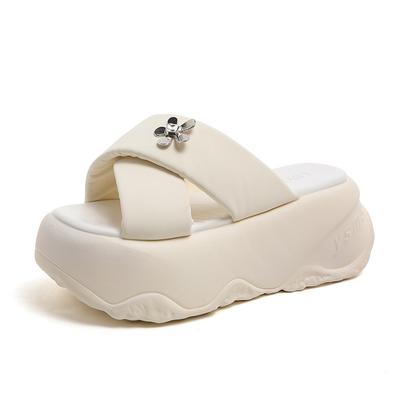 Модные шлепанцы толщиной 8 см Босоножки на высоком каблуке Женские сандалии Новые Летние с квадратным носком Женские Повседневные Сандалии на платформе Женские туфли-лодочки Вечерняя обувь 2024