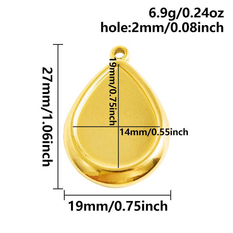 6pcs Heart Square Water Droplet Oval Cabochon Base Setting Pendant Stainless Steel Charms For Jewelry Making Bulk DIY Materials