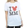 Disney Womens/Ladies Mickey Mouse I Love Mickey Cotton Boyfriend T-Shirt