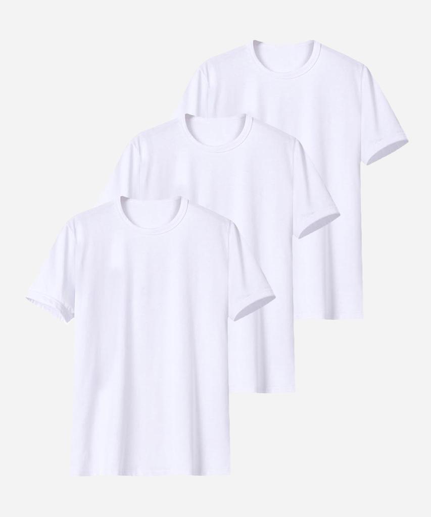 Muji [3 шт.] Домашняя базовая однотонная футболка унисекс с коротким рукавом, плотный хлопок, 20 нитей (Тип А)