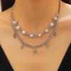 3Pcs/Set Women Jewelry Set Rhinestones Inlaid Imitation Pearls Charm Necklace Drop Earrings Bracelet Set Dating Commuting Jewelry